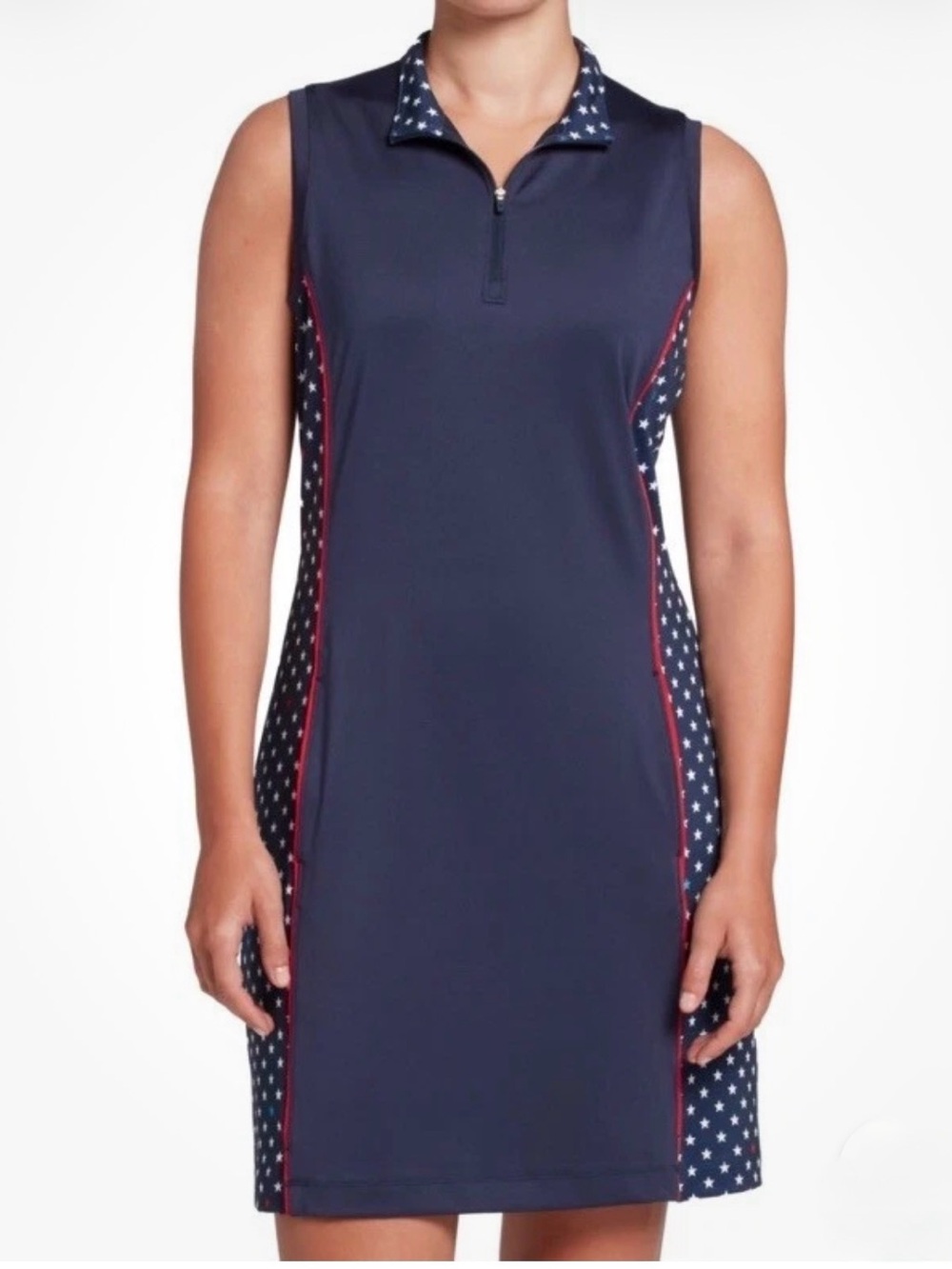Lady Hagen Americana Sleeveless Golf Dress Size L Navy Stars Detachable Shorts